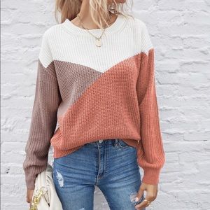 SHEIN Color Block Drop Shoulder Sweater